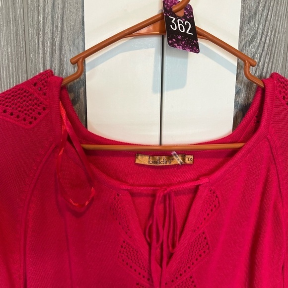 B11.09 NWT Women's Raglan Sleeve Pointelle Sweater Plus Hot Pink 1X - Picture 6 of 7